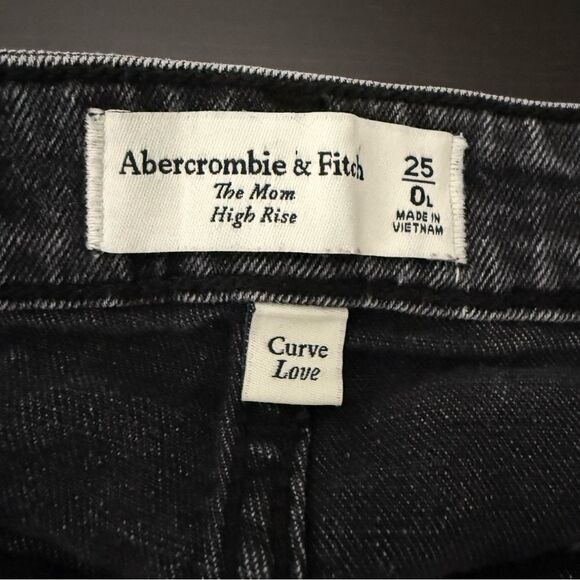 Abercrombie & Fitch The Mom High Rise Jeans Sz 25 0L Black Curve Love Denim - Picture 8 of 13